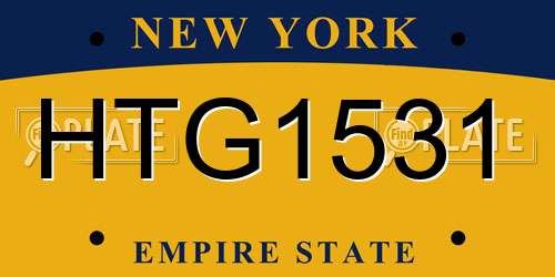 HTG1531 New York License Plate
