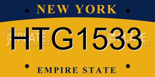 HTG1533 New York License Plate