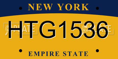 HTG1536 New York License Plate