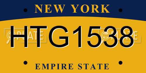 HTG1538 New York License Plate