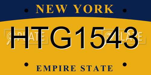 HTG1543 New York License Plate