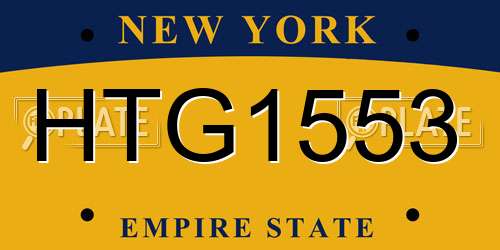 HTG1553 New York License Plate