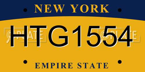 HTG1554 New York License Plate