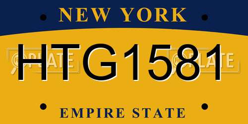 HTG1581 New York License Plate