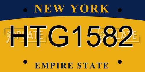 HTG1582 New York License Plate