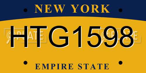 HTG1598 New York License Plate