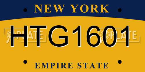 HTG1601 New York License Plate