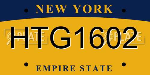 HTG1602 New York License Plate