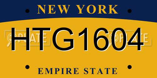 HTG1604 New York License Plate