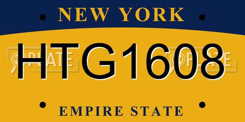 HTG1608 New York License Plate