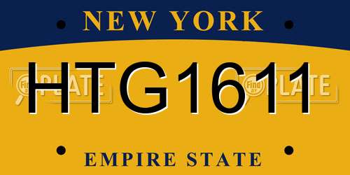 HTG1611 New York License Plate