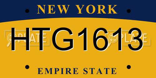 HTG1613 New York License Plate