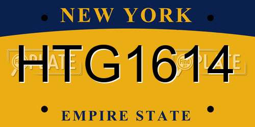 HTG1614 New York License Plate