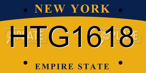 HTG1618 New York License Plate