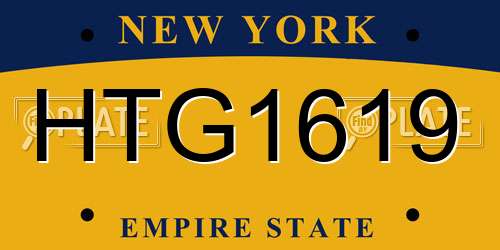 HTG1619 New York License Plate