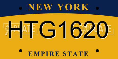 HTG1620 New York License Plate