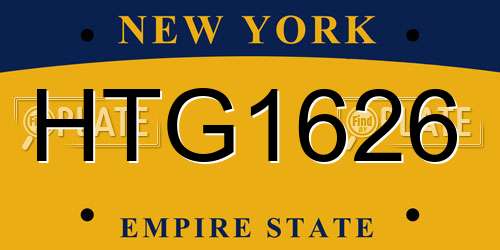 HTG1626 New York License Plate