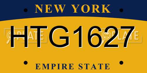 HTG1627 New York License Plate
