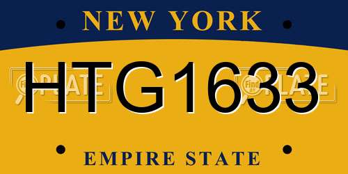 HTG1633 New York License Plate