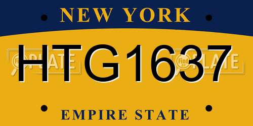 HTG1637 New York License Plate