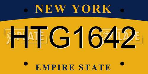 HTG1642 New York License Plate