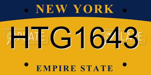 HTG1643 New York License Plate