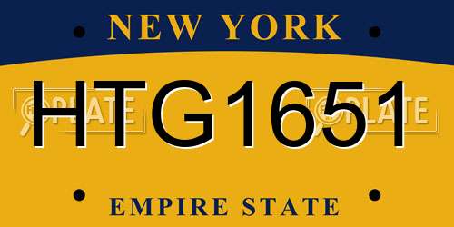 HTG1651 New York License Plate