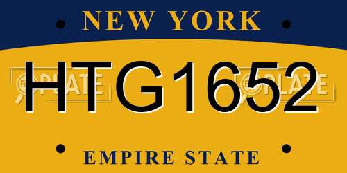 HTG1652 New York License Plate