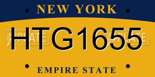 HTG1655 New York License Plate