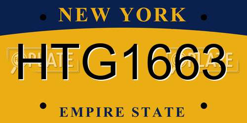 HTG1663 New York License Plate