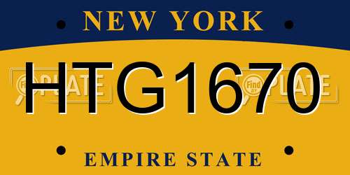 HTG1670 New York License Plate