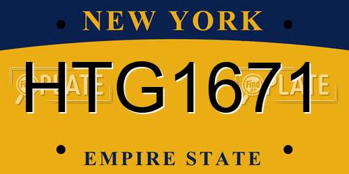 HTG1671 New York License Plate