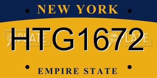 HTG1672 New York License Plate