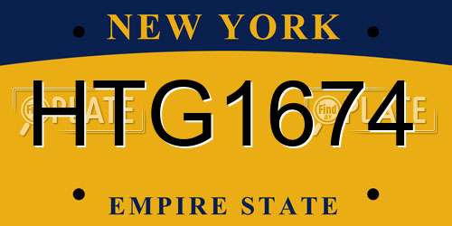 HTG1674 New York License Plate