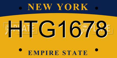 HTG1678 New York License Plate