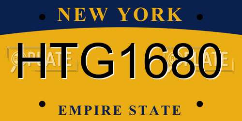 HTG1680 New York License Plate