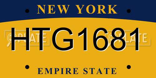 HTG1681 New York License Plate