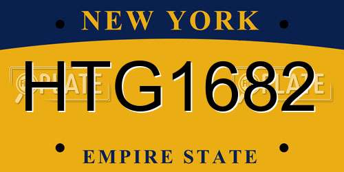 HTG1682 New York License Plate