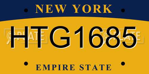 HTG1685 New York License Plate