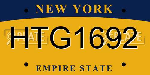 HTG1692 New York License Plate
