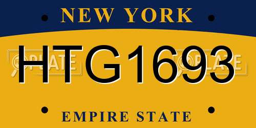 HTG1693 New York License Plate