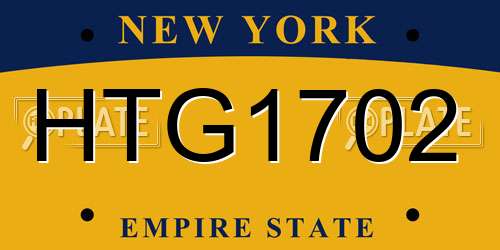 HTG1702 New York License Plate