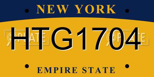 HTG1704 New York License Plate