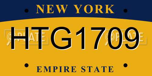 HTG1709 New York License Plate