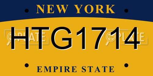 HTG1714 New York License Plate