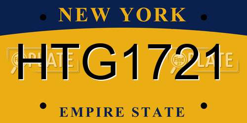 HTG1721 New York License Plate