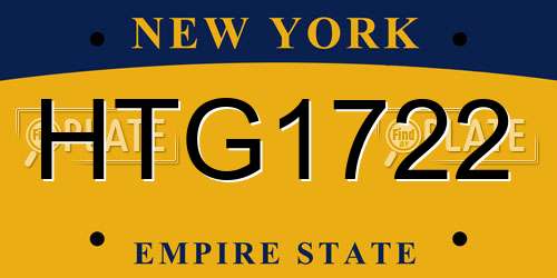 HTG1722 New York License Plate
