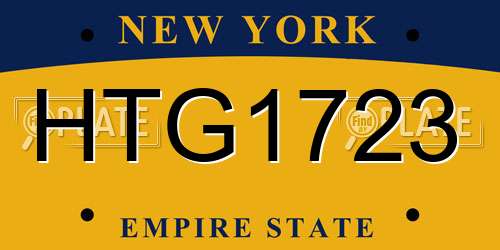 HTG1723 New York License Plate