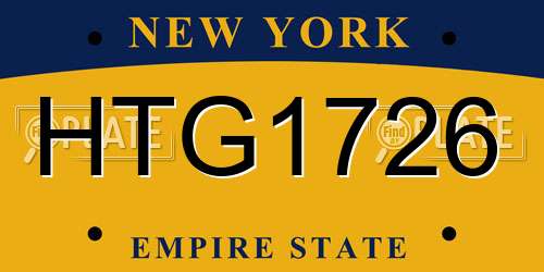 HTG1726 New York License Plate