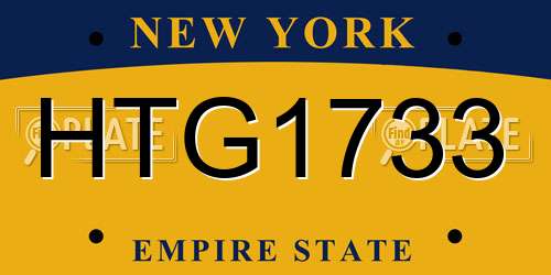HTG1733 New York License Plate